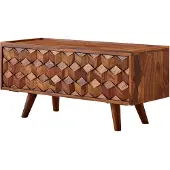 Möbelando Table en bois massif de sheesham 92x44x35 cm tv commode avec portes pliantes | Wohnling