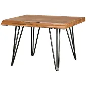 Wohnling Table basse design MAHILO table en bois massif bord d'arbre 56 x 38