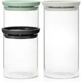 Brabantia 100550 Contenant de rangement pour la cuisine Ensemble de contenants universels Verre, Plastique