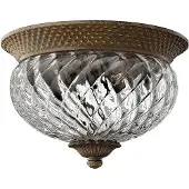 HINKLEY Plafonnier rond Plantation, bronze nacré, 2xE27x60W, aluminium, dimensions : 20,3 x 30,5 x 30,5 cm, IP20,