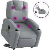 vidaXL Fauteuil de massage électrique avec releveur Tissu gris clair