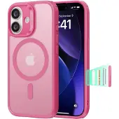 ESR - Classic Hybrid HaloLock - iPhone 17 - Frosted Pink (Apple iPhone 17), Coque pour téléphone portable, Rose, Pink, Transparent