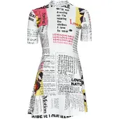 Desigual Robe courte VEST_NEWSPAPER femmes - Blanc - EU S