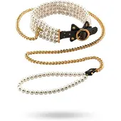 Guilty Pleasure - collier perlé avec laisse - noir