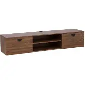 Oviala Meuble TV suspendu 160 cm industriel bois foncé - Jessy