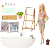 Barbie Mattel BRB WELNEES KONFETTI Bad - Poupée de mode avec sarong doux et accessoires