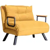 Hannah Home , Sando Single - Mustard, Canapés-lits, Canapé-lit 1 place, moutarde, polyester, 67 x 78 x 78 x cm