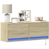 vidaXL Armoire TV murale avec éclairage LED Chêne Sonoma 100x31x35 cm