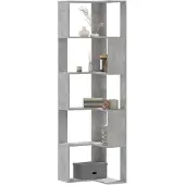 vidaXL Bibliothèque d'angle à 5 niveaux gris béton bois d'ingénierie