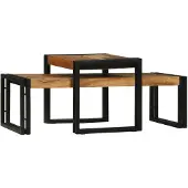 vidaXL Table basse 2 pcs Marron 48 x 40 x 40 cm Bois massif Acacia
