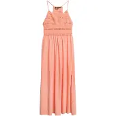 Superdry Lace Sleeveless Long Dress Orange S Femme