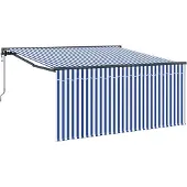 vidaXL , store enroulable, bleu et blanc, 300 x 250 cm