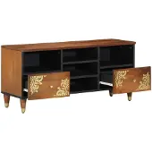 vidaXL Meuble TV , brun miel, 100 x 33 x 46 cm, bois massif de manguier