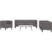 vidaXL Ensemble de canapé Chesterfield 3 pièces Gris Similicuir