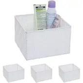 Mendler 4x Panier De Rangement Hwc-C37, 12x19x19cm Blanc