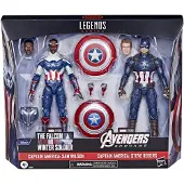 Hasbro Marvel Legends Series Captain America 2-Pack Steve Rogers et Sam Wilson Figurines 15 cm, 7 Accessoires