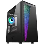ITek Boitier Moyen Tour ATX compatible Vertibra V210 RGB avec panneau vitré (Noir) (ATX, mATX, Mini-ITX), Boîtier PC, Noir