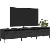 vidaXL Armoire TV noire 202x39x43,5 cm Acier laminé à froid