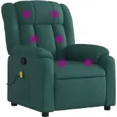 vidaXL Fauteuil relax de massage, tissu vert foncé