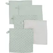 Roba Lot De 5 Gants De Toilette Bébé "Lil Planet" 25 X 25 Cm - Coton Bio - Vert/Gris
