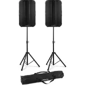 VONYX VD715A actieve speakerset met Bluetooth, draadloze Stereo Pairing, statieven - (Actif), Haut-parleur PA, Noir