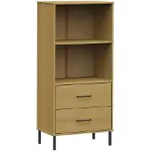 vidaXL Bibliothèque à 2 tiroirs Marron 60x35x128,5 cm Bois massif OSLO