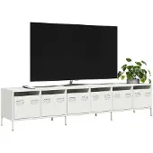 vidaXL Armoire TV blanc 202x39x43,5 cm Acier laminé à froid