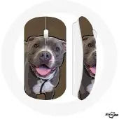 CAPACHEAP Souris Sans Fil Chien Pitbull Blanc gris