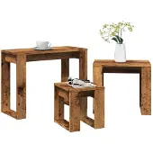 vidaXL Tables gigognes 3 pcs vieux bois bois d'ingénierie