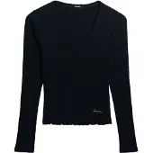 Superdry Femme Top Manches Longues Boutonné Essential Navy Taille: 38