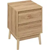 5 Five Abana table de chevet 2 tiroirs Beige naturel L 40 x l 40 x H 56 cm