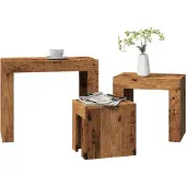 vidaXL Tables d'ensemble 3 pcs. Aspect vieux bois matériau bois