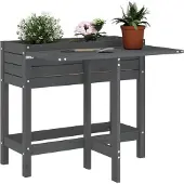 vidaXL Jardinière avec plateau rabattable Gris Pin massif