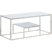 vidaXL Table basse argentée Acier inoxydable et verre trempé