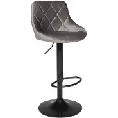 Happy Garden Tabouret de bar en velours gris ROBIN