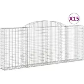 vidaXL Gabions avec arc surélevé 15 pcs 300x30x120/140cm Fer galvanisé