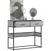 vidaXL Table console sonoma gris 90x35x80 cm bois d'ingénierie