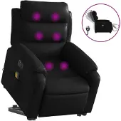 vidaXL Fauteuil de massage avec releveur électrique noir similicuir