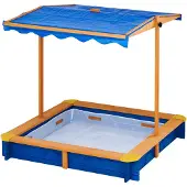Teamson Home Bac À Sable De Jardin Été Extérieur En Bois Avec Toit Rotatif Hauteur Ajustable Enfant Garçon Fille Bleu Teamson Kids Tk-Kf0003