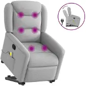vidaXL Fauteuil de massage avec releveur Gris nuage Tissu