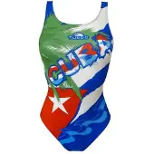 Turbo Cuba Palmera Swimsuit Vert,Bleu S Femme