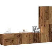 vidaXL Armoires murales TV 3 pcs. Aspect vieux bois Matériaux dérivés du bois