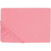 Beliani Drap-housse coton rouge corail 140 x 200 cm JANBU (140 x 200 cm)