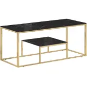 vidaXL Table basse Golden acier inoxydable et verre trempé