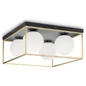 Ideal Lux Plafonnier Lingotto 4 flammes laiton, noir 198156