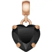 Daniel Wellington - Gold-plated pendant with black heart Charms DW00400426, (Laiton)