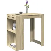 vidaXL Table de bar chêne Sonoma 102x70x103,5 cm Matériau dérivé du bois