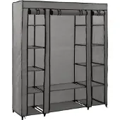 vidaXL Armoire en tissu avec compartiments Barres de penderie Gris 150x45x176cm