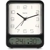 Hama Réveil "Pag", avec thermomètre/hygromètre, sans tic-tac, noir