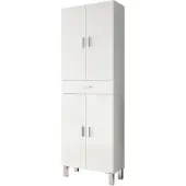 Dmora Colonne de salle de bain - ARUBA - Blanc brillant - 4 portes - 1 tiroir - 60 x 29 x 182 cm
